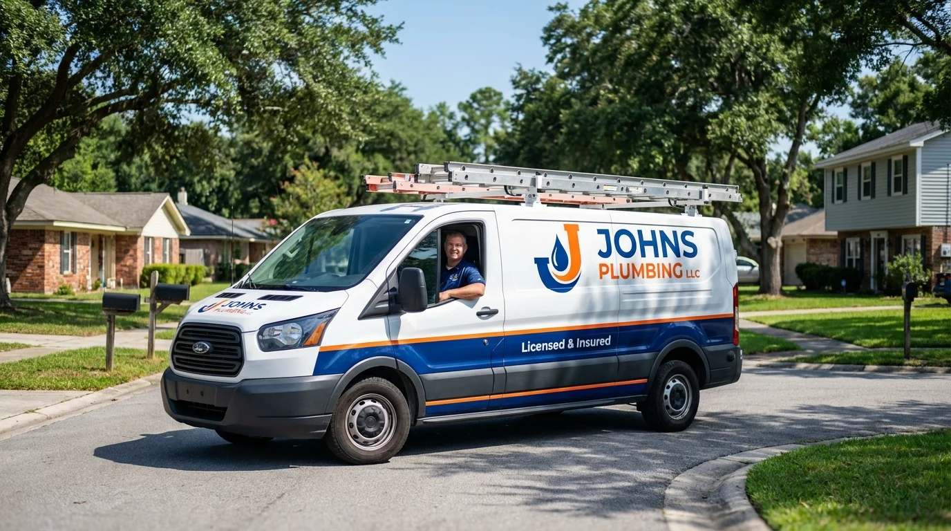 Johns Plumbing LLC service van in Orosi, CA