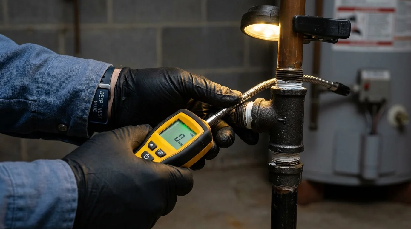 Gas leak detection with electronic sniffer by Johns Plumbing LLC in Orosi