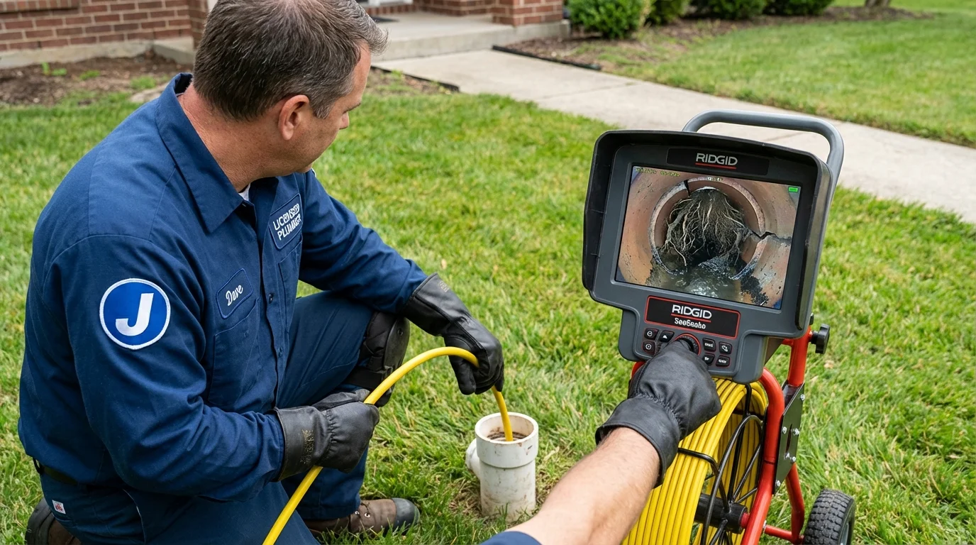 Sewer camera inspection being performed by Johns Plumbing LLC in Orosi