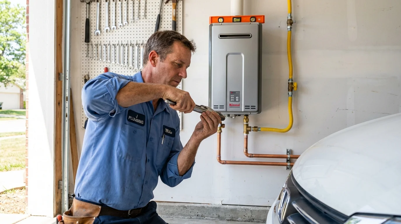 Tankless water heater installation by a Johns Plumbing LLC plumber in Orosi